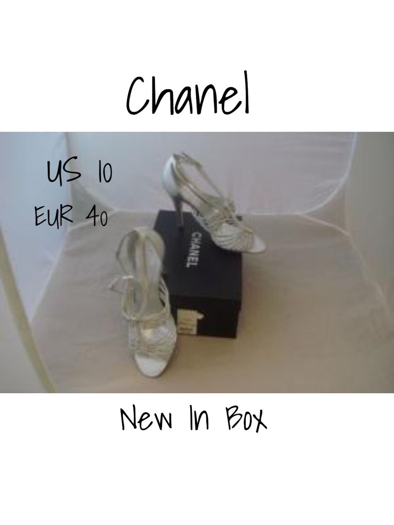 Chanel Silver Knotted Leather Cc Ankle Strap Sandals 40 New In Box